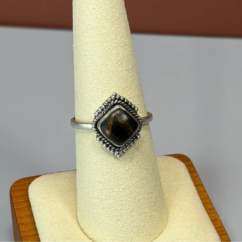 925 Sterling Silver Black Jack Turquoise Ring